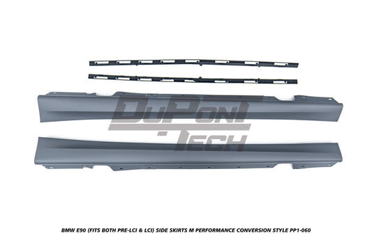 BMW 3 Series E90 (Fits Both Pre-LCI & LCI) 2006 2007 2008 2009 2010 2011 with Aftermarket Parts - M Performance Conversion Style Side Skirts PP from DuPont Tech