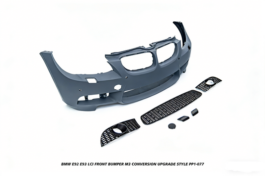 BMW 3 Series E92 E93 LCI 2010 2011 2012 2013 with Aftermarket Parts - M3 Conversion Upgrade Style Front Bumper & Fog Light PP Polypropylene from DuPont Tech