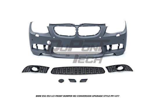 BMW 3 Series E92 E93 LCI 2010 2011 2012 2013 with Aftermarket Parts - M3 Conversion Upgrade Style Front Bumper & Fog Light PP Polypropylene from DuPont Tech