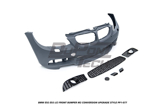 BMW 3 Series E92 E93 LCI 2010 2011 2012 2013 with Aftermarket Parts - M3 Conversion Upgrade Style Front Bumper & Fog Light PP Polypropylene from DuPont Tech