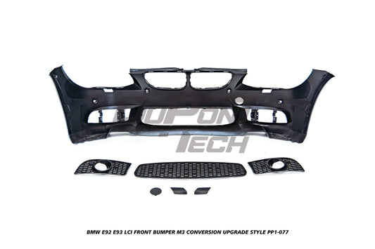 BMW 3 Series E92 E93 LCI 2010 2011 2012 2013 with Aftermarket Parts - M3 Conversion Upgrade Style Front Bumper & Fog Light PP Polypropylene from DuPont Tech