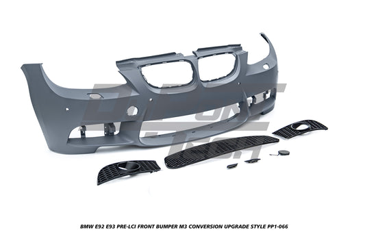 BMW 3 Series E92 E93 Pre-LCI 2006 2007 2008 2009 with Aftermarket Parts - M3 Conversion Upgrade Style Front Bumper & Fog Light PP Polypropylene from DuPont Tech