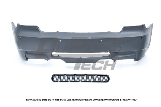 BMW 3 Series E92 E93 (Fits Both Pre-LCI & LCI) 2006 2007 2008 2009 2010 2011 2012 2013 with Aftermarket Parts - M3 Conversion Upgrade Style Rear Bumper PP Polypropylene from DuPont Tech