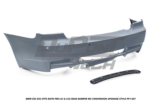BMW 3 Series E92 E93 (Fits Both Pre-LCI & LCI) 2006 2007 2008 2009 2010 2011 2012 2013 with Aftermarket Parts - M3 Conversion Upgrade Style Rear Bumper PP Polypropylene from DuPont Tech