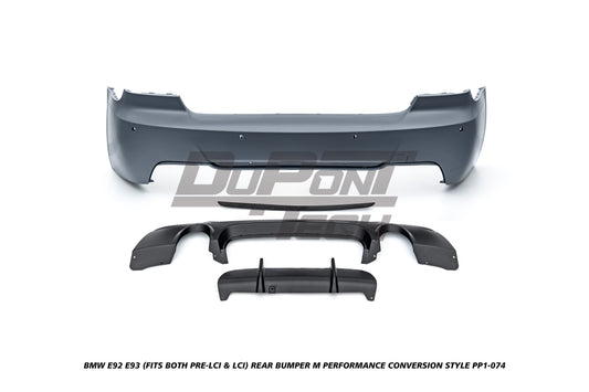 BMW 3 Series E92 E93 (Fits Both Pre-LCI & LCI) 2006 2007 2008 2009 2010 2011 2012 2013 with Aftermarket Parts - M Performance Conversion Style Rear Bumper PP Polypropylene from DuPont Tech