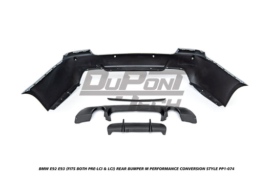 BMW 3 Series E92 E93 (Fits Both Pre-LCI & LCI) 2006 2007 2008 2009 2010 2011 2012 2013 with Aftermarket Parts - M Performance Conversion Style Rear Bumper PP Polypropylene from DuPont Tech