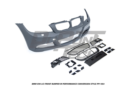 BMW 3 Series E90 LCI 2009 2010 2011 with Aftermarket Parts - M Performance Conversion Style Front Bumper & Fog Light PP Polypropylene from DuPont Tech