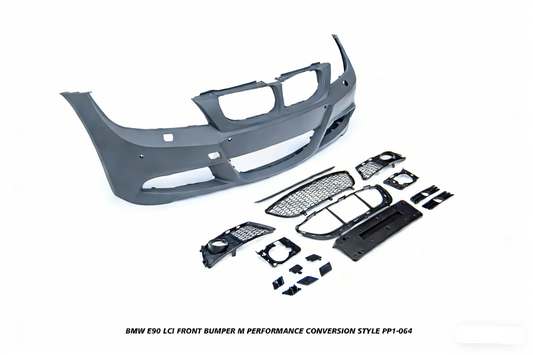BMW 3 Series E90 LCI 2009 2010 2011 with Aftermarket Parts - M Performance Conversion Style Front Bumper & Fog Light PP Polypropylene from DuPont Tech