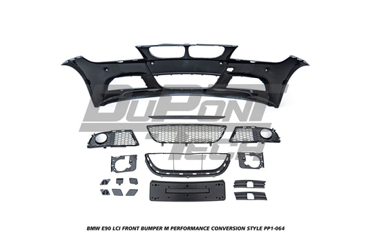BMW 3 Series E90 LCI 2009 2010 2011 with Aftermarket Parts - M Performance Conversion Style Front Bumper & Fog Light PP Polypropylene from DuPont Tech