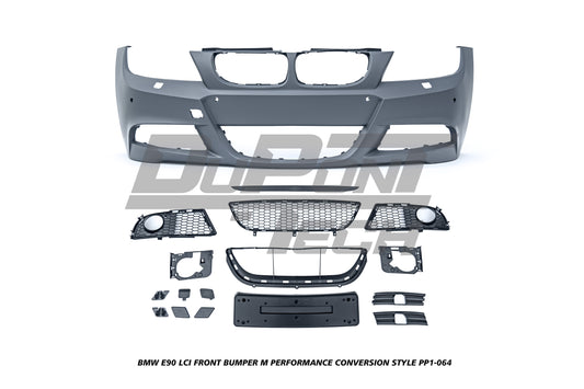 BMW 3 Series E90 LCI 2009 2010 2011 with Aftermarket Parts - M Performance Conversion Style Front Bumper & Fog Light PP Polypropylene from DuPont Tech