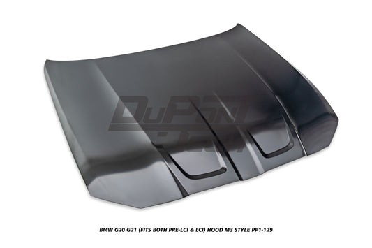 BMW 3 Series M340i 330i G20 G21 (Fits Both Pre-LCI & LCI) 2019-ON with Aftermarket Parts - M3 Style Hood Metal from DuPont Tech