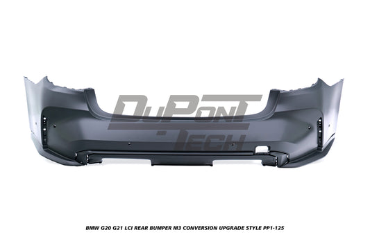 BMW 3 Series M340i 330i 320i G20 G21 LCI 2023-ON with Aftermarket Parts - M3 Conversion Upgrade Style Rear Bumper PP Polypropylene from DuPont Tech