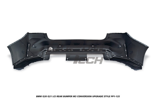 BMW 3 Series M340i 330i 320i G20 G21 LCI 2023-ON with Aftermarket Parts - M3 Conversion Upgrade Style Rear Bumper PP Polypropylene from DuPont Tech