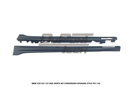 BMW 3 Series M340i 330i 320i G20 G21 LCI 2023-ON with Aftermarket Parts - M3 Conversion Upgrade Style Side Skirts PP Polypropylene from DuPont Tech