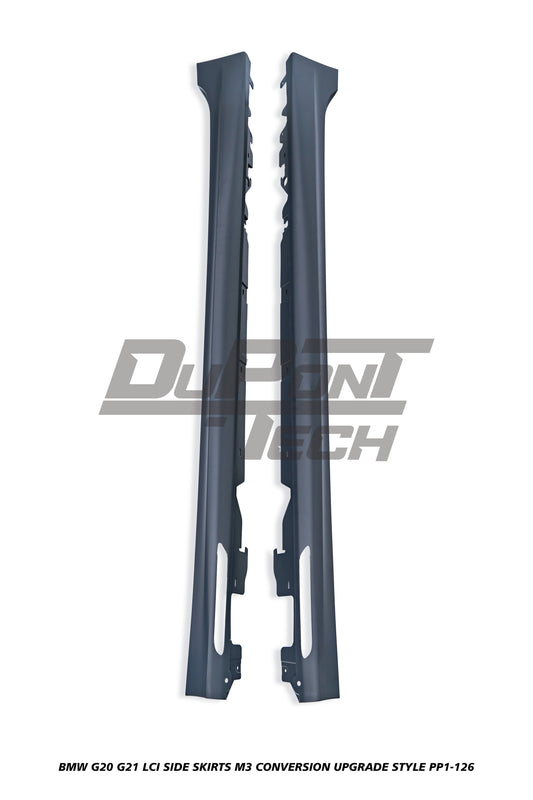 BMW 3 Series M340i 330i 320i G20 G21 LCI 2023-ON with Aftermarket Parts - M3 Conversion Upgrade Style Side Skirts PP Polypropylene from DuPont Tech