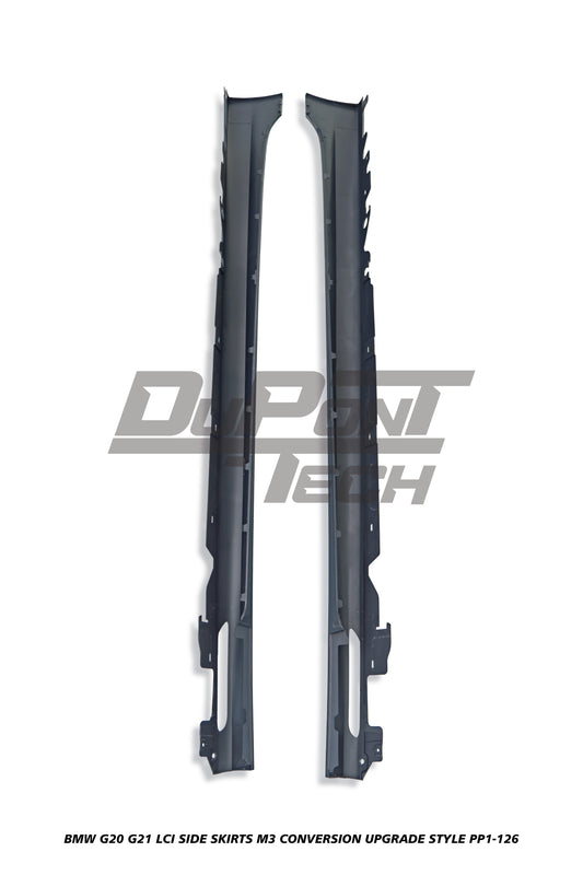 BMW 3 Series M340i 330i 320i G20 G21 LCI 2023-ON with Aftermarket Parts - M3 Conversion Upgrade Style Side Skirts PP Polypropylene from DuPont Tech