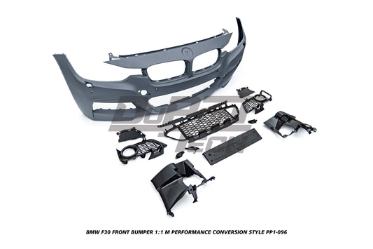 BMW 3 Series M340i 335i 328i 330i 320i F30 2012 2013 2014 2015 2016 2017 2018 2019 with Aftermarket Parts - 1:1 M Performance Conversion Style Front Bumper & Fog Light PP Polypropylene from DuPont Tech