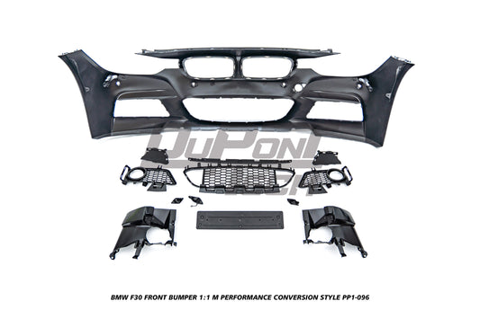 BMW 3 Series M340i 335i 328i 330i 320i F30 2012 2013 2014 2015 2016 2017 2018 2019 with Aftermarket Parts - 1:1 M Performance Conversion Style Front Bumper & Fog Light PP Polypropylene from DuPont Tech