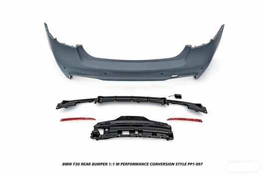 BMW 3 Series M340i 335i 328i 330i 320i F30 2012 2013 2014 2015 2016 2017 2018 2019 with Aftermarket Parts - 1:1 M Performance Conversion Style Rear Bumper PP Polypropylene from DuPont Tech
