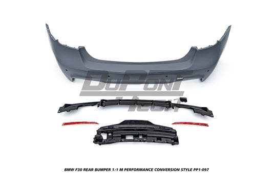 BMW 3 Series M340i 335i 328i 330i 320i F30 2012 2013 2014 2015 2016 2017 2018 2019 with Aftermarket Parts - 1:1 M Performance Conversion Style Rear Bumper PP Polypropylene from DuPont Tech