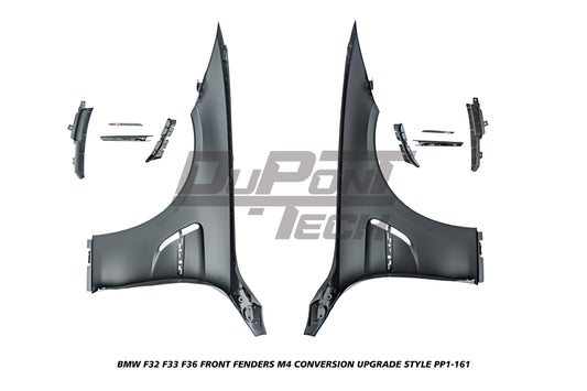 BMW 4 Series 440i 435i 430i 428i 420i 418i 435d 430d 425d 420d 418d F32 F33 2013 2014 2015 2016 2017 2018 2019 2020 & F36 2014 2015 2016 2017 2018 2019 2020 with Aftermarket Parts - M4 Conversion Upgrade Style Front Fenders Metal from DuPont Tech