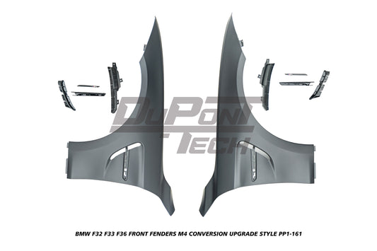 BMW 4 Series 440i 435i 430i 428i 420i 418i 435d 430d 425d 420d 418d F32 F33 2013 2014 2015 2016 2017 2018 2019 2020 & F36 2014 2015 2016 2017 2018 2019 2020 with Aftermarket Parts - M4 Conversion Upgrade Style Front Fenders Metal from DuPont Tech