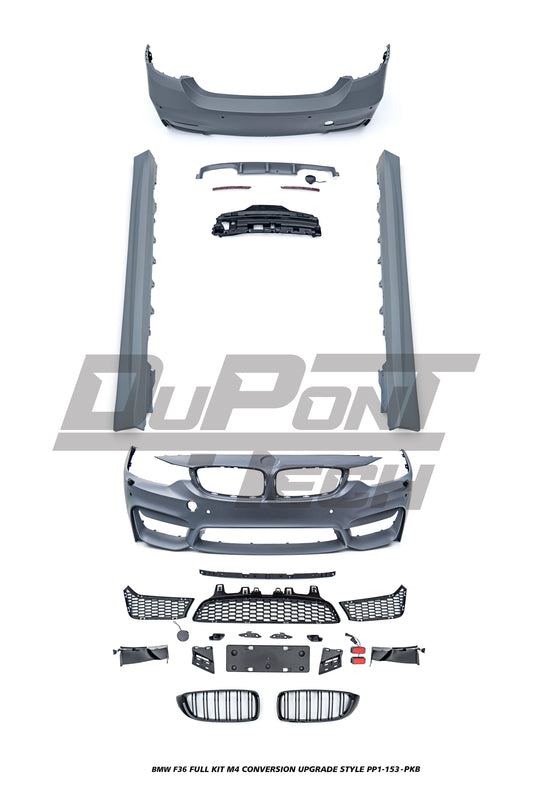 BMW 4 Series F36 2014 2015 2016 2017 2018 2019 2020 with Aftermarket Parts - M4 Conversion Upgrade Style Full kit PP Polypropylene/ABS from DuPont Tech