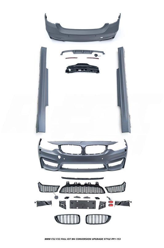 BMW 4 Series 440i 435i 430i 428i 420i 418i 435d 430d 425d 420d 418d F32 F33 2013 2014 2015 2016 2017 2018 2019 2020 with Aftermarket Parts - M4 Conversion Upgrade Style Full kit PP Polypropylene/ABS from DuPont Tech