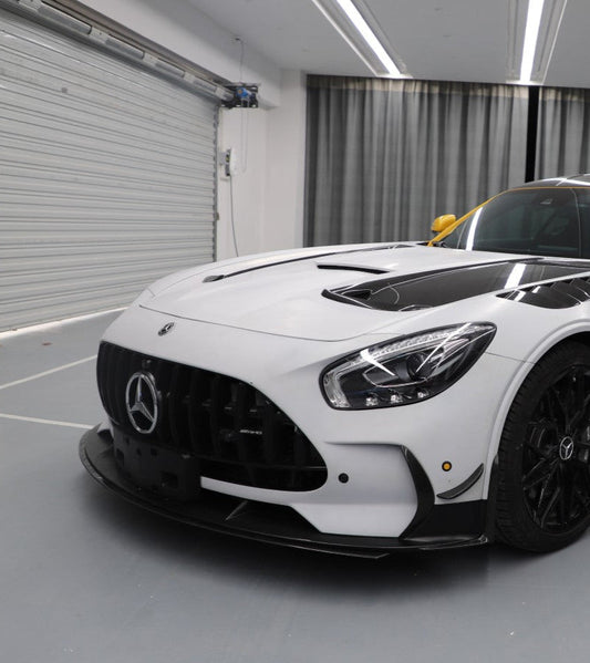 Mercedes Benz AMG GT GTS C190 2016 2017 2018 2019 2020 2021 with Aftermarket Parts - Black Series Conversion Style Stage 2 Lower Front Lip Polypropylene / Dry Pre-preg Carbon Fiber from DuPont Tech