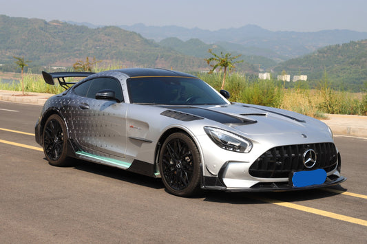 Mercedes Benz AMG GT GTS C190 2016 2017 2018 2019 2020 2021 with Aftermarket Parts - Black Series Conversion Style Side Skirts PP Polypropylene from DuPont Tech