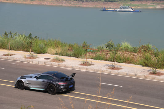 Mercedes Benz AMG GT GTS C190 2016 2017 2018 2019 2020 2021 with Aftermarket Parts - Black Series Conversion Style Side Skirts PP Polypropylene from DuPont Tech