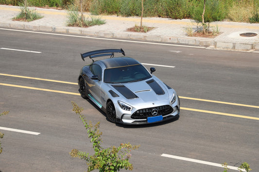 Mercedes Benz AMG GT GTS GTC GTR Pro C190 2016 2017 2018 2019 2020 2021 with Aftermarket Parts - Black Series Conversion Style Hood PP Polypropylene / Dry Pre-preg Carbon Fiber from DuPont Tech