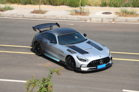 Mercedes Benz AMG GT GTS GTC GTR Pro C190 2016 2017 2018 2019 2020 2021 with Aftermarket Parts - Black Series Conversion Style Hood PP Polypropylene / Dry Pre-preg Carbon Fiber from DuPont Tech