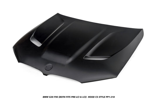 BMW 5 Series M550i 540i 530i G30 (fits both Pre-LCI & LCI) 2017 2018 2019 2020 2021 2022 2023 & M5/M5C F90 (Fits Both Pre-LCI & LCI) 2018-ON with Aftermarket Parts - CS Style Hood Metal from DuPont Tech