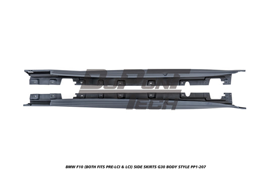 BMW 5 Series M550d 550i 535i 535d 530i 530d 528i 520i 525d 520d 518d F10 (Both Fits Pre-LCI & LCI) 2010 2011 2012 2013 2014 2015 2016 2017 with Aftermarket Parts - G30 Body Style Side Skirts PP Polypropylene from DuPont Tech