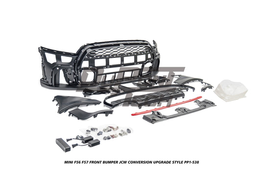 MINI Cooper JCW (John Cooper Works) S Base F56 F57 Pre-LCI 2014 2015 2016 2017 2018 with Aftermarket Parts - JCW Conversion Upgrade Style Front Bumper PP Polypropylene from DuPont Tech