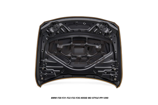 BMW 3 Series 320/328/330/340/M340 F30 F31 2013 2014 2015 2016 2017 2018 2019 2020 & 4 Series 428/430/435/440 F32 F33 F36 2014 2015 2016 2017 2018 2019 2020 with Aftermarket Parts - M3 Style Hood Metal from DuPont Tech