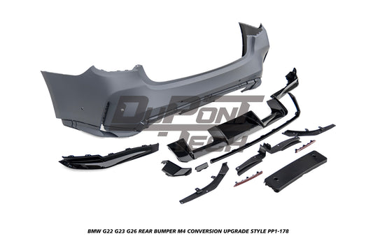 BMW 4 Series M440i 430i G22 G23 G26 2020-ON with Aftermarket Parts - M4 Conversion Upgrade Style Rear Bumper PP Polypropylene from DuPont Tech