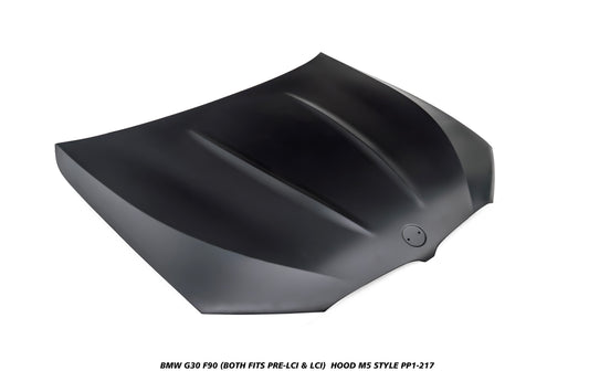BMW 5 Series M550i 540i 530i G30 (fits both Pre-LCI & LCI) 2017 2018 2019 2020 2021 2022 2023 & M5/M5C F90 (Fits Both Pre-LCI & LCI) 2018-ON with Aftermarket Parts - M5 Style Hood Metal from DuPont Tech