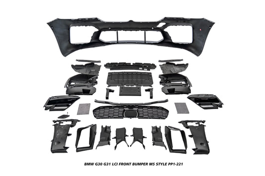 BMW 5 Series M550i 540i 530i G30 G31 LCI 2021-2023 with Aftermarket Parts - M5 Style Front Bumper PP Polypropylene from DuPont Tech