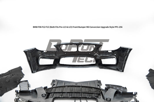 BMW 6 Series 650i 640i 640d F06 F12 F13 (Both Fits Pre-LCI & LCI) 2011 2012 2013 2014 2015 2016 2017 2018 with Aftermarket Parts - M6 Conversion Upgrade Style Front Bumper PP Polypropylene from DuPont Tech