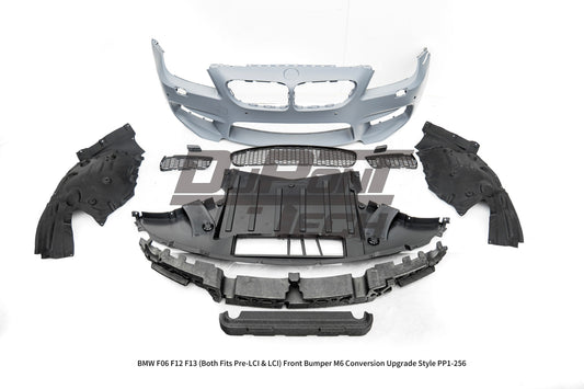 BMW 6 Series 650i 640i 640d F06 F12 F13 (Both Fits Pre-LCI & LCI) 2011 2012 2013 2014 2015 2016 2017 2018 with Aftermarket Parts - M6 Conversion Upgrade Style Front Bumper PP Polypropylene from DuPont Tech