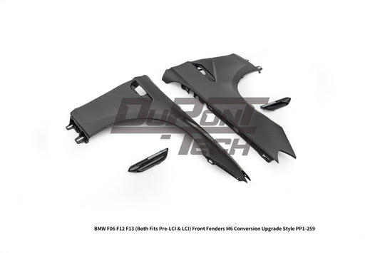 BMW 6 Series 650i 640i 640d F06 F12 F13 (Both Fits Pre-LCI & LCI) 2011 2012 2013 2014 2015 2016 2017 2018 & M6 F06 2013 2014 2015 2016 2017 2018 2019 with Aftermarket Parts - M6 Conversion Upgrade Style Front Fenders Metal from DuPont Tech