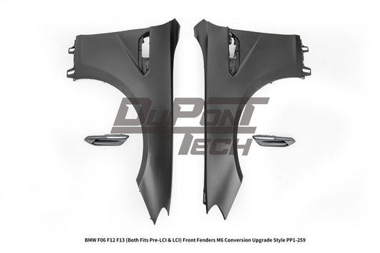 BMW 6 Series 650i 640i 640d F06 F12 F13 (Both Fits Pre-LCI & LCI) 2011 2012 2013 2014 2015 2016 2017 2018 & M6 F06 2013 2014 2015 2016 2017 2018 2019 with Aftermarket Parts - M6 Conversion Upgrade Style Front Fenders Metal from DuPont Tech