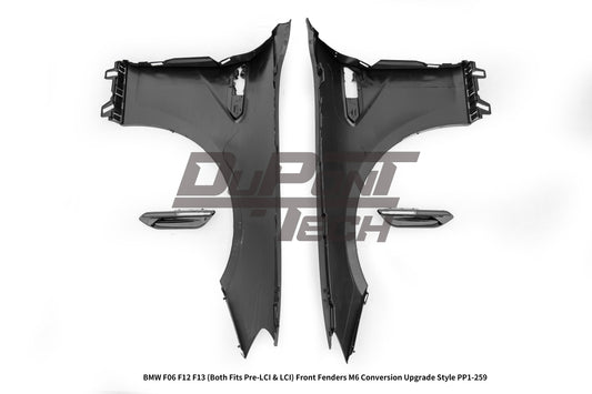 BMW 6 Series 650i 640i 640d F06 F12 F13 (Both Fits Pre-LCI & LCI) 2011 2012 2013 2014 2015 2016 2017 2018 & M6 F06 2013 2014 2015 2016 2017 2018 2019 with Aftermarket Parts - M6 Conversion Upgrade Style Front Fenders Metal from DuPont Tech