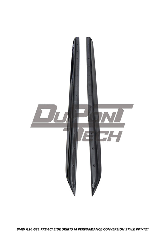 BMW 3 Series M340i 330i (with M-package rocker panel) G20 G21 Pre-LCI 2019 2020 2021 2022 with Aftermarket Parts - M Performance Conversion Style Side Skirts ABS from DuPont Tech