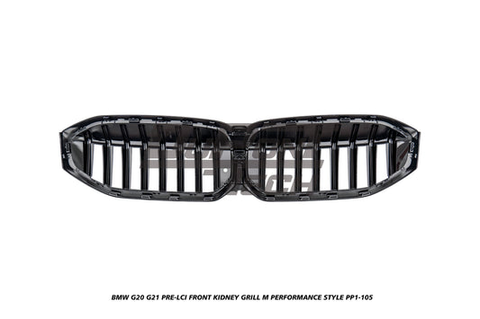 BMW 3 Series M340i 330i 320i G20 G21 Pre-LCI 2019 2020 2021 2022 with Aftermarket Parts - M Performance Style Front Kidney Grill ABS from DuPont Tech