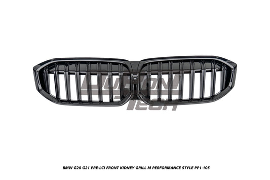 BMW 3 Series M340i 330i 320i G20 G21 Pre-LCI 2019 2020 2021 2022 with Aftermarket Parts - M Performance Style Front Kidney Grill ABS from DuPont Tech