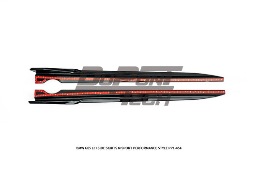 BMW X5 M60i s/x Drive 40i xDrive 50e (with M-package rocker panel) G05 LCI 2024-ON with Aftermarket Parts - M Performance Style Side Skirts ABS from DuPont Tech
