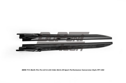 BMW X5 M50d xDrive50i eDrive (with M-package rocker panel) F15 (Both Fits Pre-LCI & LCI) 2014 2015 2016 2017 2018 with Aftermarket Parts - M Sport Performance Conversion Style Side Skirts ABS from DuPont Tech